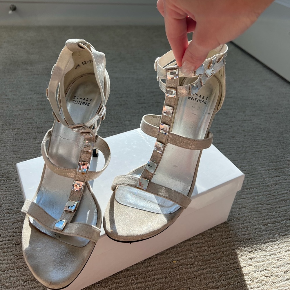 Stuart Weitzman silver heels